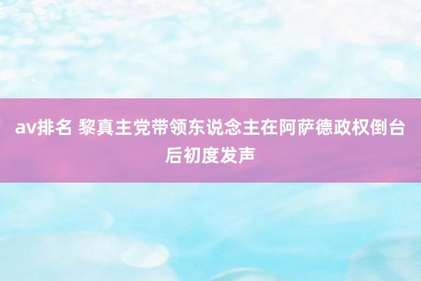 av排名 黎真主党带领东说念主在阿萨德政权倒台后初度发声