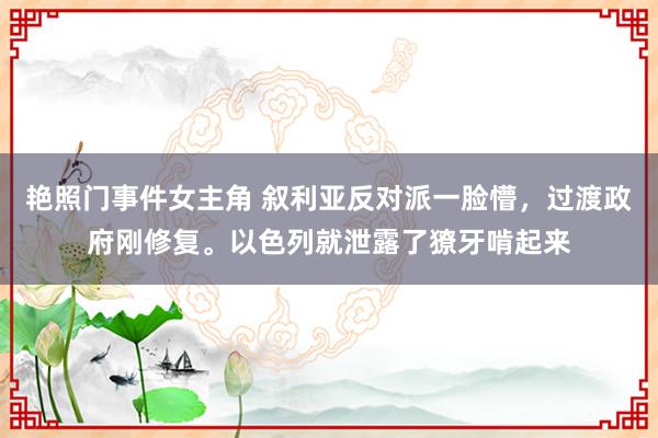 艳照门事件女主角 叙利亚反对派一脸懵，过渡政府刚修复。以色列就泄露了獠牙啃起来