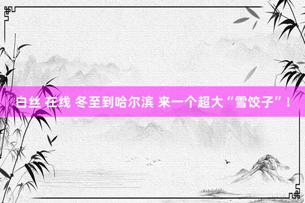 白丝 在线 冬至到哈尔滨 来一个超大“雪饺子”！