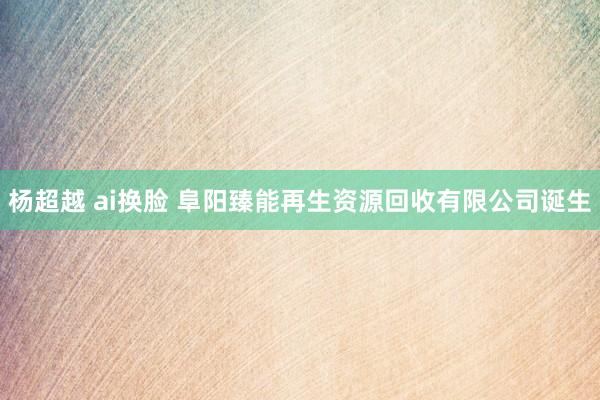 杨超越 ai换脸 阜阳臻能再生资源回收有限公司诞生