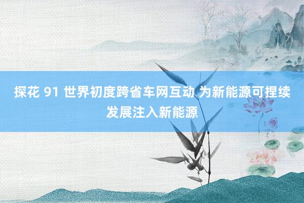 探花 91 世界初度跨省车网互动 为新能源可捏续发展注入新能源