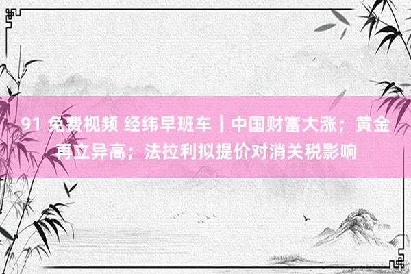 91 免费视频 经纬早班车｜中国财富大涨；黄金再立异高；法拉利拟提价对消关税影响