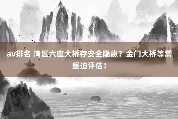 av排名 湾区六座大桥存安全隐患？金门大桥等需蹙迫评估！