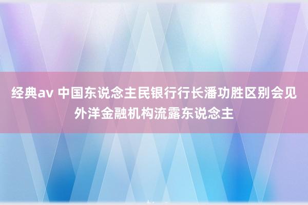 经典av 中国东说念主民银行行长潘功胜区别会见外洋金融机构流露东说念主