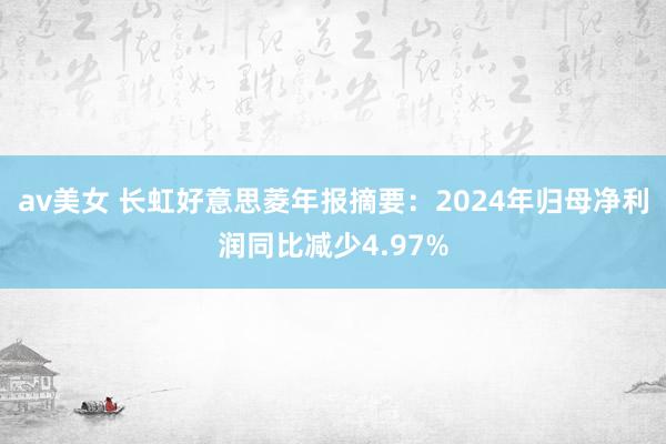 av美女 长虹好意思菱年报摘要：2024年归母净利润同比减少4.97%