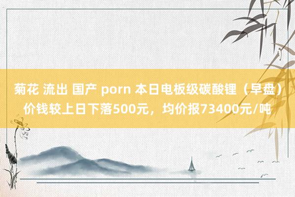 菊花 流出 国产 porn 本日电板级碳酸锂（早盘）价钱较上日下落500元，均价报73400元/吨
