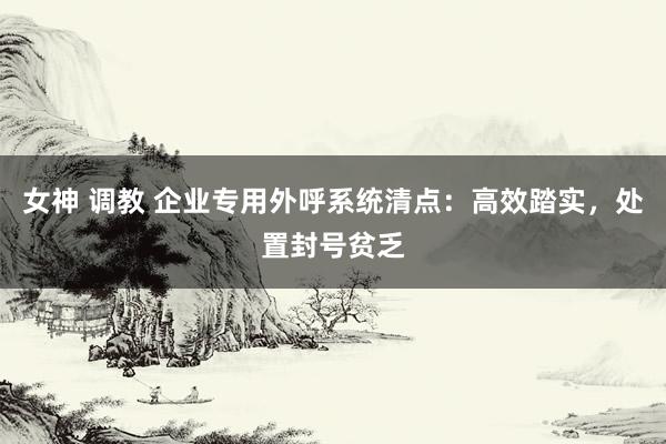 女神 调教 企业专用外呼系统清点：高效踏实，处置封号贫乏