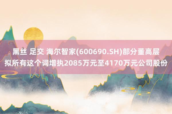 黑丝 足交 海尔智家(600690.SH)部分董高层拟所有这个词增执2085万元至4170万元公司股份