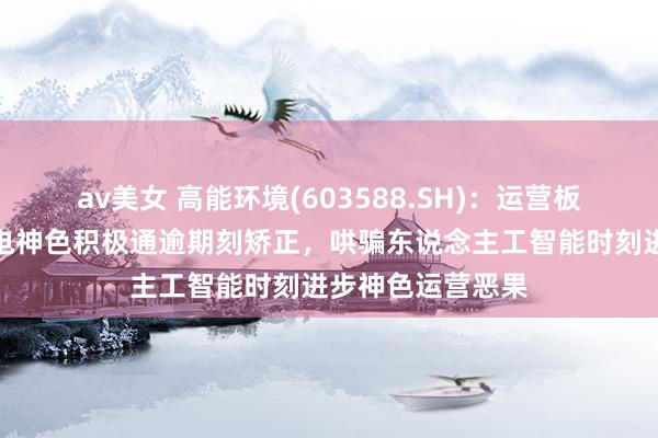 av美女 高能环境(603588.SH)：运营板块各垃圾松手发电神色积极通逾期刻矫正，哄骗东说念主工智能时刻进步神色运营恶果