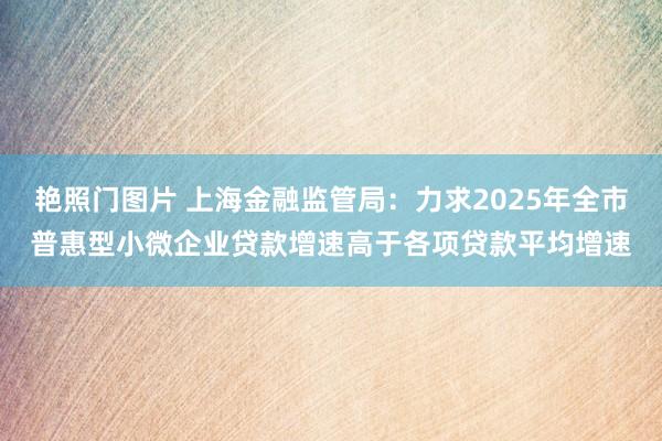 艳照门图片 上海金融监管局：力求2025年全市普惠型小微企业贷款增速高于各项贷款平均增速
