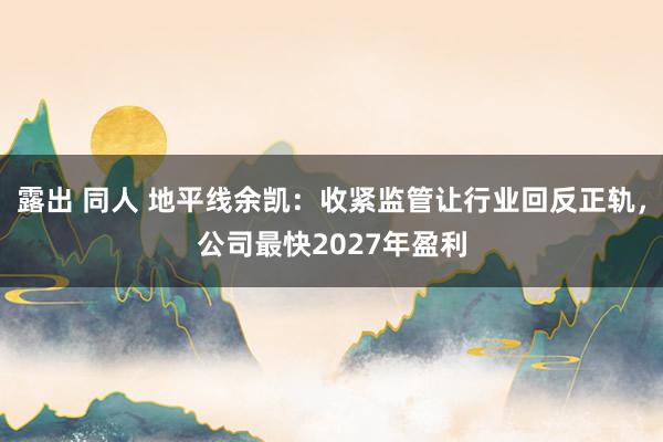露出 同人 地平线余凯：收紧监管让行业回反正轨，公司最快2027年盈利