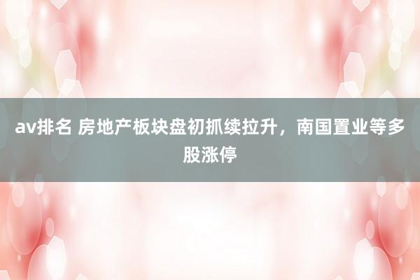 av排名 房地产板块盘初抓续拉升，南国置业等多股涨停