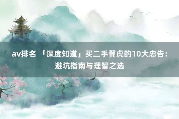 av排名 「深度知道」买二手翼虎的10大忠告：避坑指南与理智之选